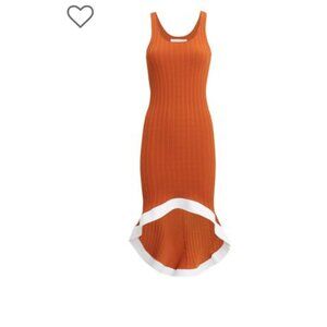 Esteban Cortazar Rust Ribbed Knit Dress